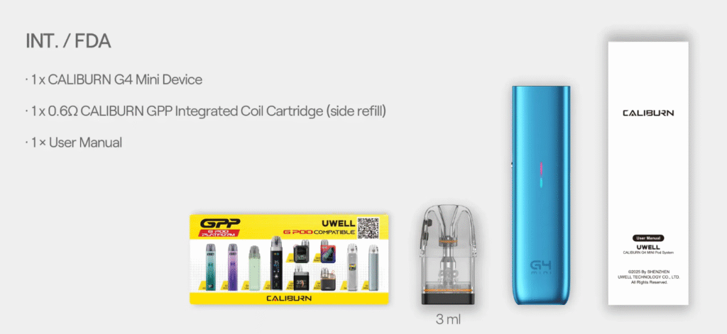 محتویات بسته بندی پاد کالیبرن جی ۴ مینی یوول